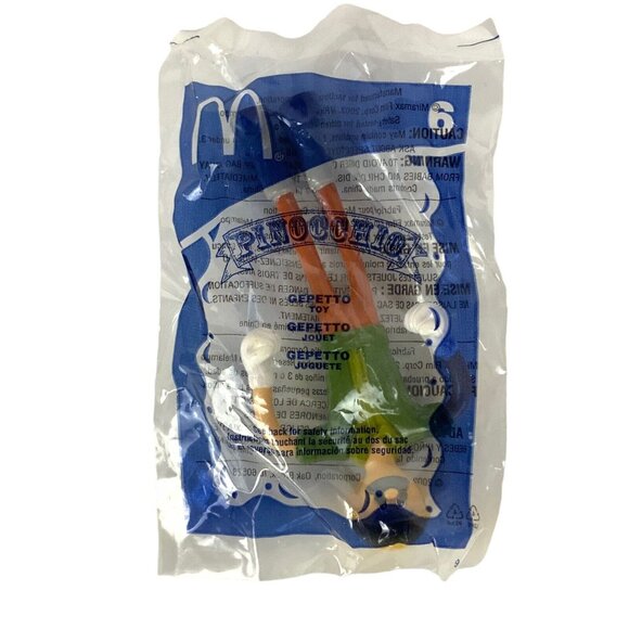McDonalds Happy Meal Toy Pinocchio Geppetto Wood Carver Plastic 2002 New - Picture 2 of 3
